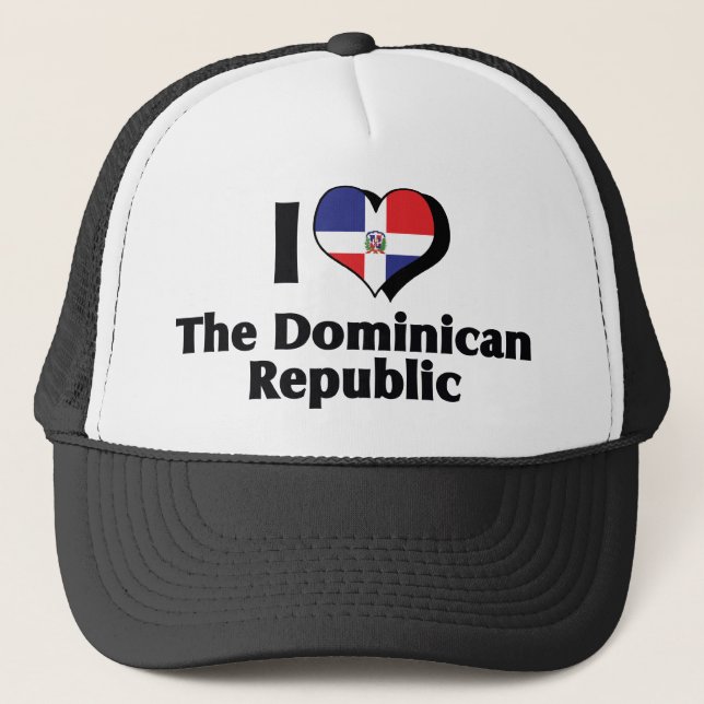 I Love The Dominican Republic Flag Trucker Hat (Front)