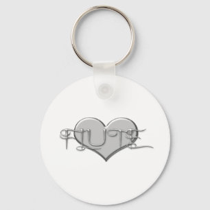 I Love The Flute Silver Heart Key Ring