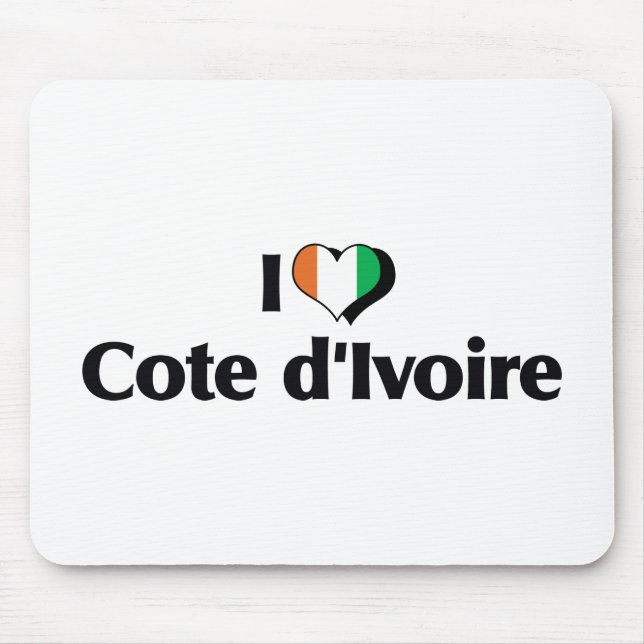 I Love The Ivory Coast Flag Mouse Mat (Front)