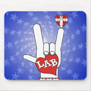 I LOVE THE LAB ASL SIGN MOUSE MAT