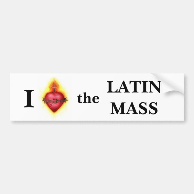 I Love the Latin Mass Sacred Heart Jesus Catholic Bumper Sticker (Front)