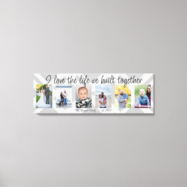 I love the life we built together 6 photo plaid canvas print (Front)