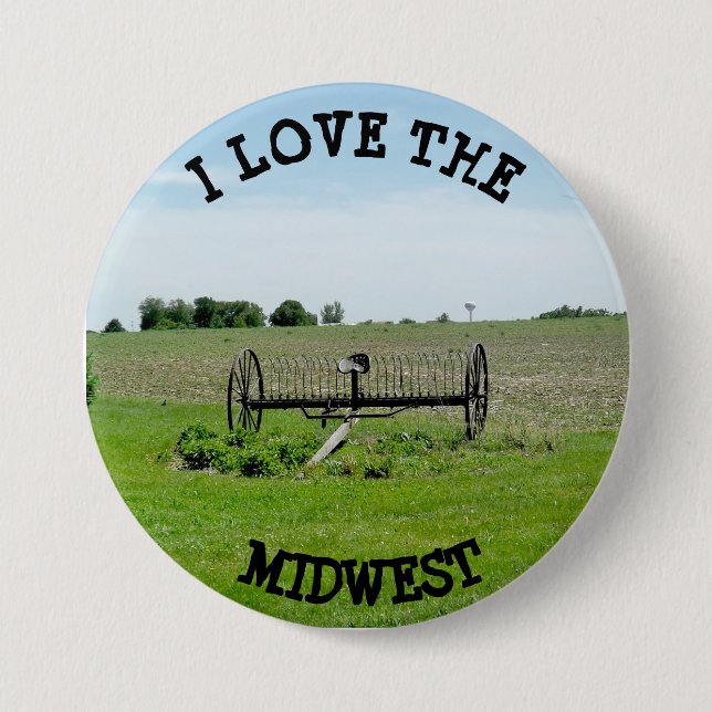 I Love the MIdwest  Farming Landscape Button (Front)