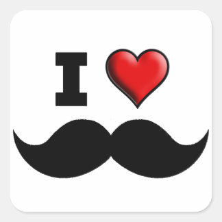 I Love the Moustache Moustache Square Sticker