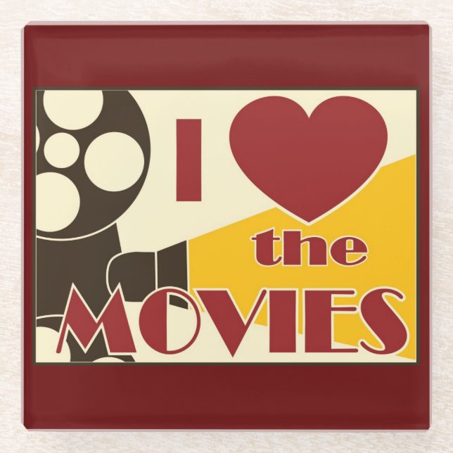 I Love the Movies Glass Coaster (Front)