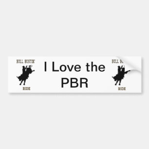 "I Love the PBR" Western Rodeo Bumper Sticker
