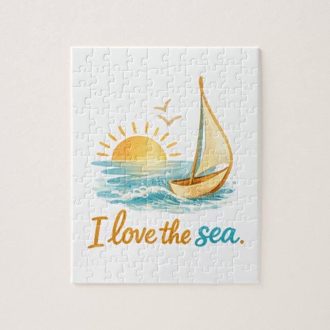 I Love the Sea Sailboat Sunset Ocean 110 Piece Puz Jigsaw Puzzle (Vertical)