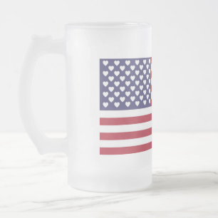 I LOVE THE UNITED STATES OF AMERICA  FROSTED GLASS BEER MUG