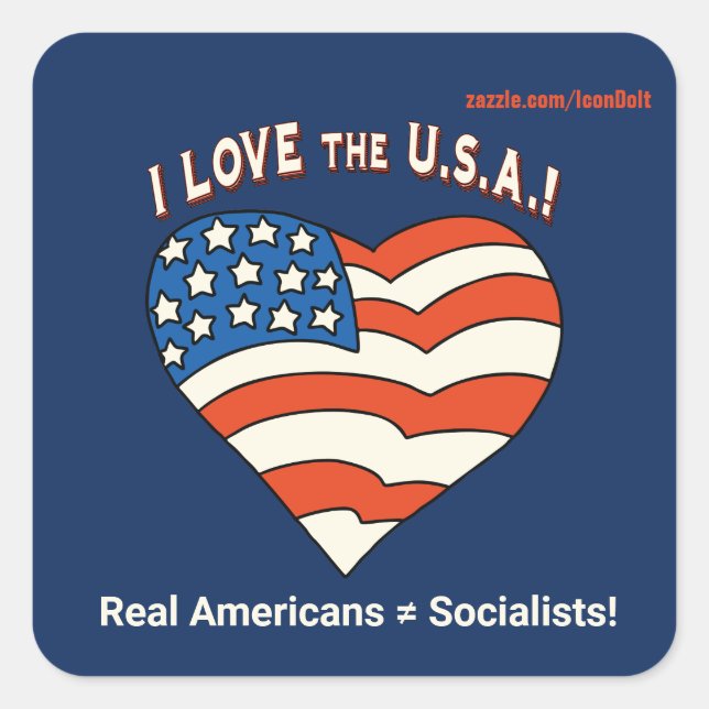 I Love The USA Personalised Square Sticker (Front)