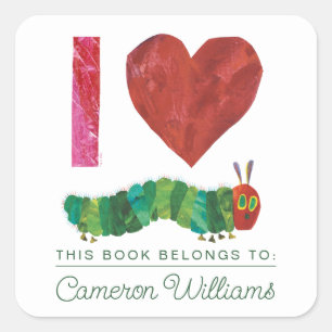 I Love The Very Hungry Caterpillar   Book Plate Square Sticker