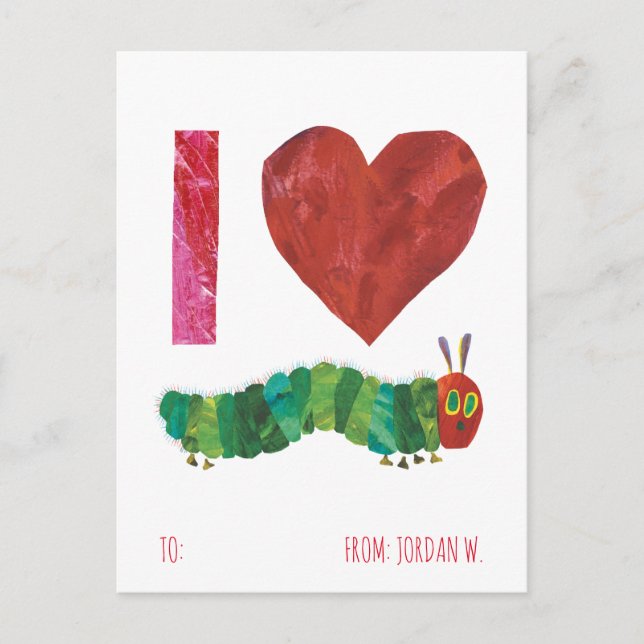 I Love The Very Hungry Caterpillar Holiday Postcard (Front)