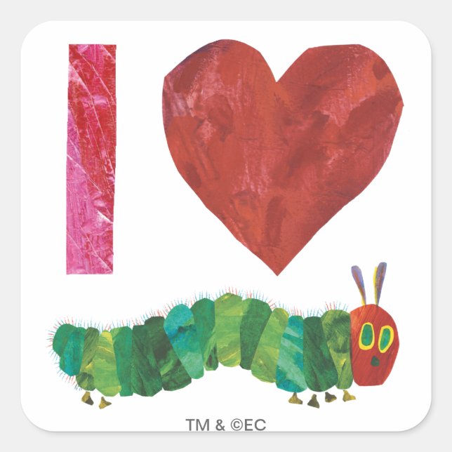 I Love The Very Hungry Caterpillar Square Sticker (Front)