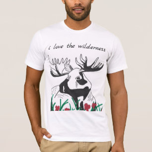 I Love the Wilderness Rustic Wildflowers Moose T-Shirt