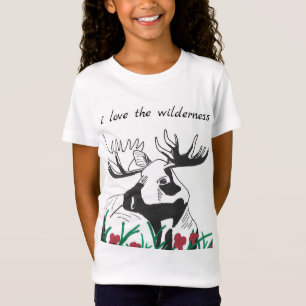 I Love the Wilderness Rustic Wildflowers Moose T-Shirt