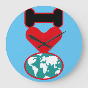 I LOVE THE WORLD BY MASANSER PIXELAT LARGE CLOCK