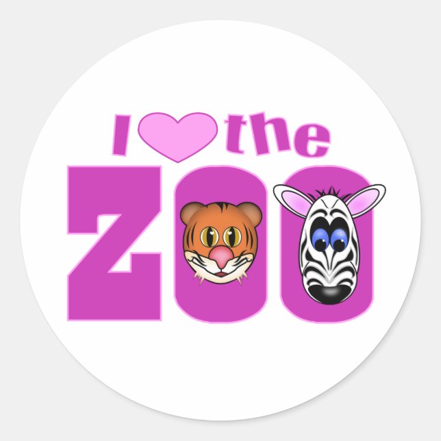 I Love the Zoo Classic Round Sticker (Front)