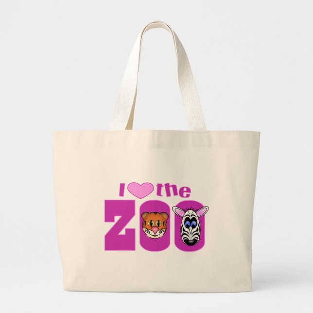 I Love the Zoo Large Tote Bag (Front)