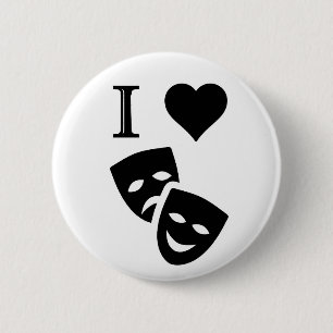 I Love Theatre 6 Cm Round Badge