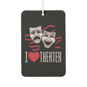 I Love Theatre Comedy And Tragedy Masks Car Air Freshener