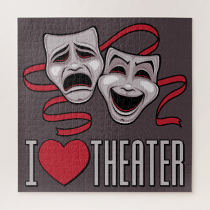 I Love Theatre Comedy And Tragedy Masks Jigsaw Puzzle
