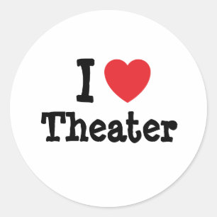 I love Theatre heart custom personalised Classic Round Sticker