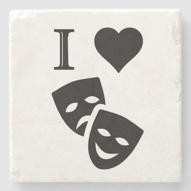 I Love Theatre Stone Coaster (Front)