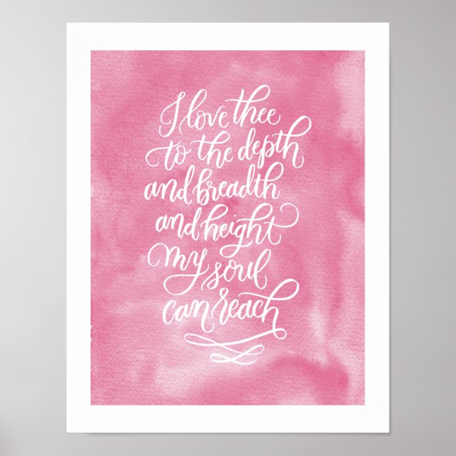 I Love Thee Hand-lettered Poem Poster (Front)