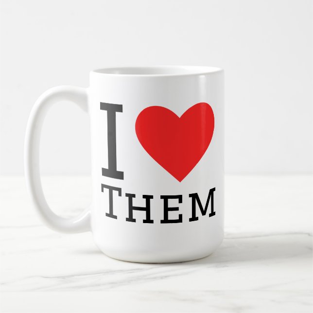 I love them square sticker coffee mug (Left)