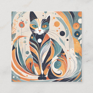 I love this minimalist vector cat art in Scandinav Square Business Card