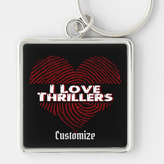 I Love Thrillers Black Key Ring (Front)