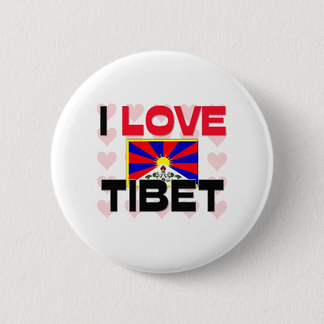 I Love Tibet 6 Cm Round Badge (Front)
