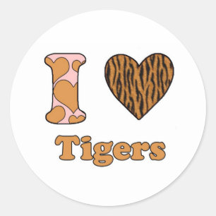 I love tigers classic round sticker