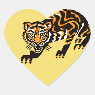 I love TIGERS - Wildlife - Nature - Yellow Heart Sticker