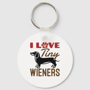 I Love Tiny Wieners Miniature Dachshund Doxie Key Ring