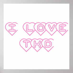 I Love TKD Pink Hearts Poster