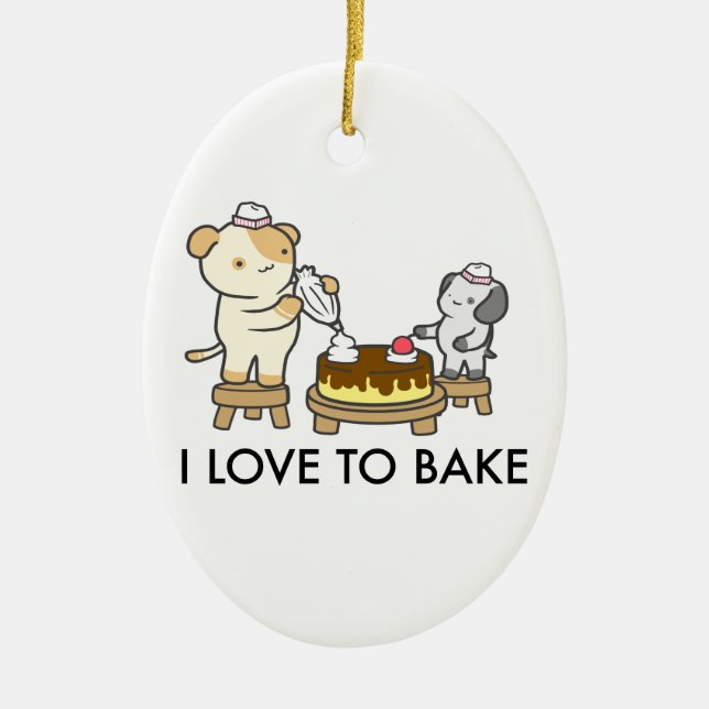 I Love To Bake Ceramic Tree Decoration (Front)