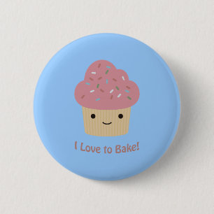 I love to Bake! Cute Cupcake 6 Cm Round Badge