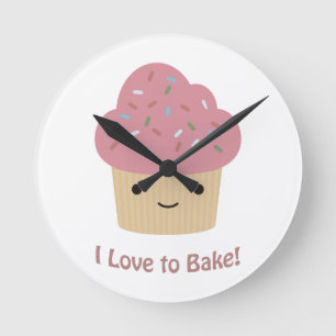 I love to bake round clock