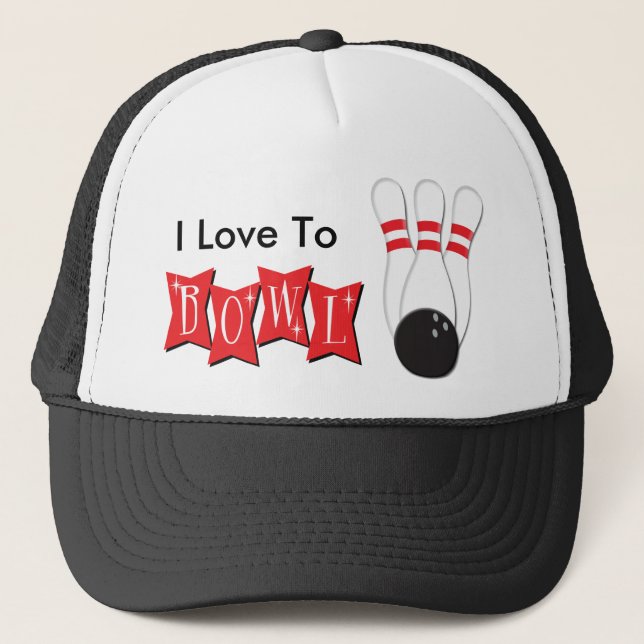 I Love To Bowl Trucker Hat (Front)