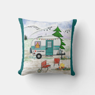 I Love To Camp Throw Pillow