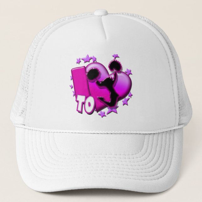 I Love to Cheer (Pink) Trucker Hat (Front)