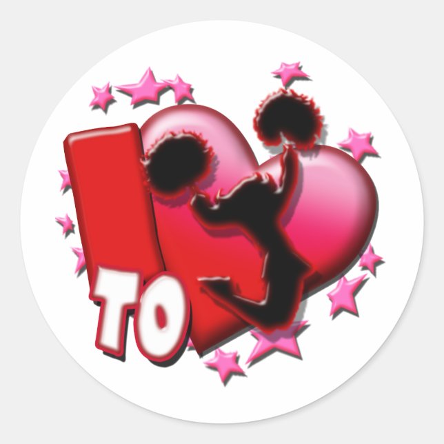 I Love to Cheer (Red) Classic Round Sticker (Front)