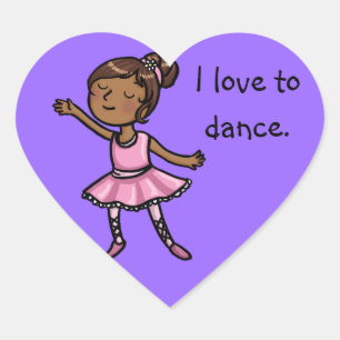 I love to dance cartoon ballet dancer heart sticker