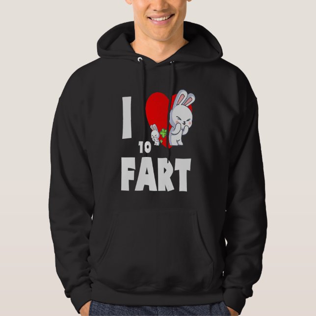 I Love To Fart Youth  Farter  Adult Bunny Rabbit Hoodie (Front)