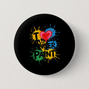 I Love To Finger Paint Couples Art Teacher Finger  6 Cm Round Badge