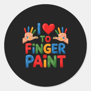 I Love To Finger Paint Couples Art Teacher Finger  Classic Round Sticker