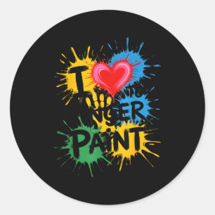 I Love To Finger Paint Couples Art Teacher Finger  Classic Round Sticker