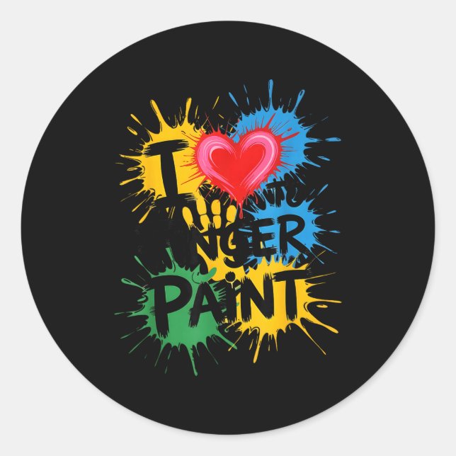 I Love To Finger Paint Couples Art Teacher Finger  Classic Round Sticker (Front)