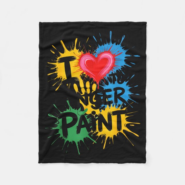 I Love To Finger Paint Couples Art Teacher Finger  Fleece Blanket (Front)