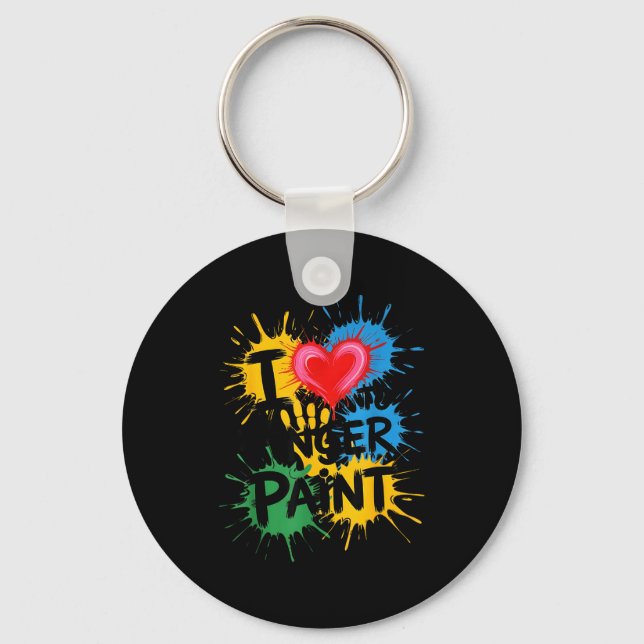 I Love To Finger Paint Couples Art Teacher Finger  Key Ring (Front)